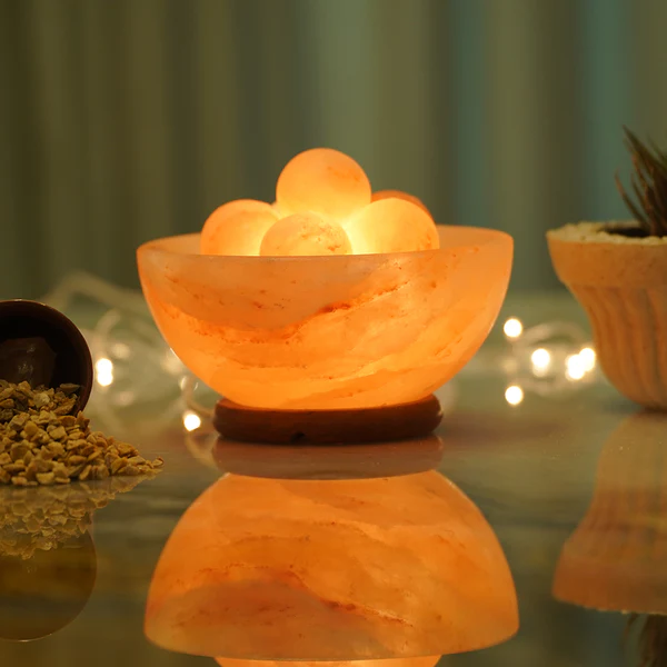 Glowing Himalayan salt lamp bowl — premium export product