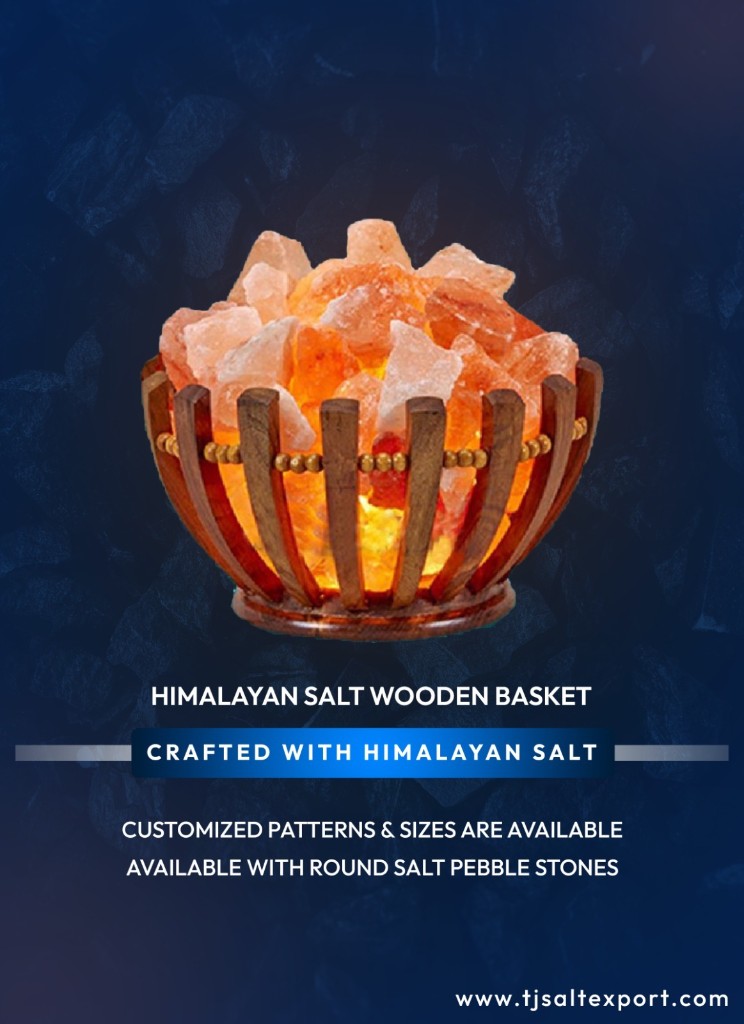 Wooden basket salt lamp